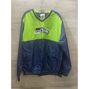 NFL Seahawks Nylon Pullover Rain Coat Long Sleeve SZ LG
